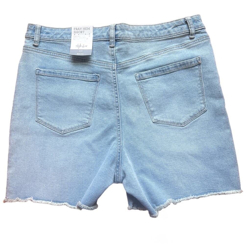 NWT Style & Company Jean Shorts Woman's Size 10 Blue High Rise Slimming - Picture 2 of 7